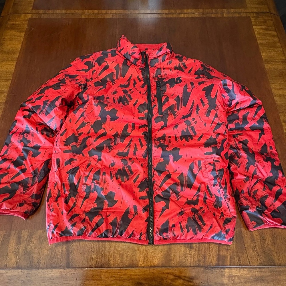 Burton DryRide Snowboard Jacket Red Black Abstract Pattern Snow Ski‎ Coat
